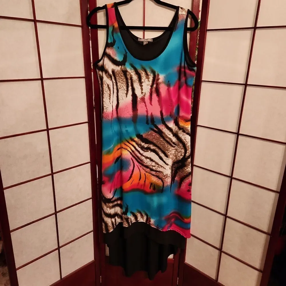 Kate & Mallory Vibrantly Colorful Hi/Low Sleeveless Dress